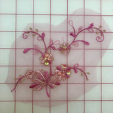 Applique - Sequined Lace Flower Motifs Dusty Rose Close-Out